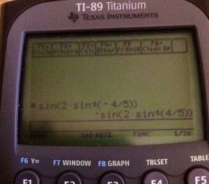 Photo of the calculator screen showing what is described above.