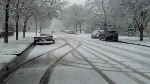 street with thin layer of snow