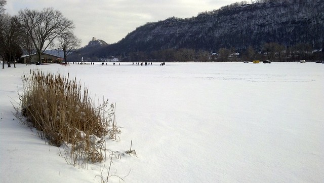 snow-covered, frozen lake Winona