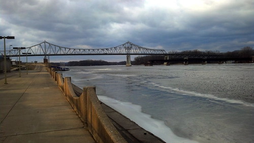 frozen Mississippi from Winona's waterfront, looking north